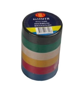 PVC Tape 6 x 15 mtr kleur